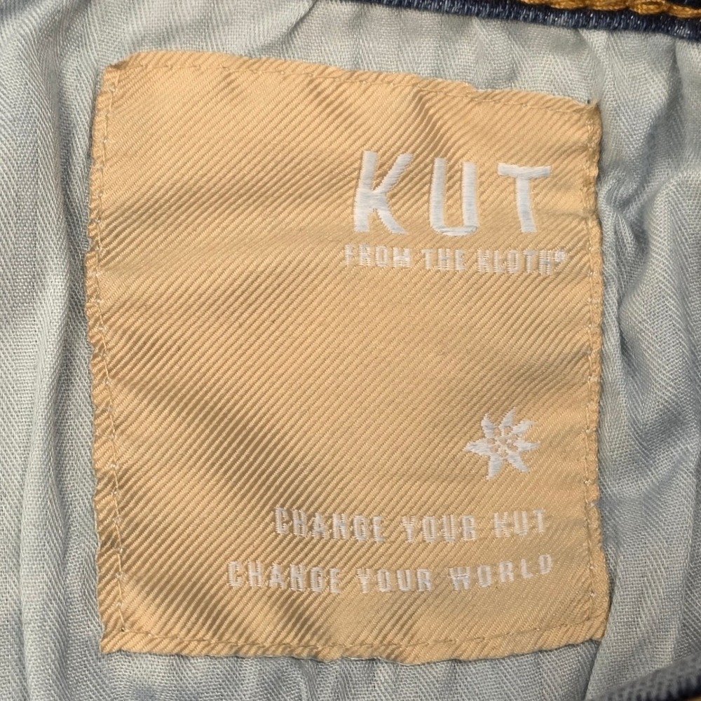 Kut from the Kloth Amy Crop Straight Leg Jeans Blue Medium Wash Size 10 Stretch - Picture 6 of 10